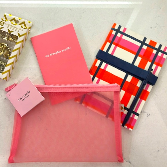 Kate spade spring plaid jotter pouch with extra gold plated pins - Picture 1 of 8